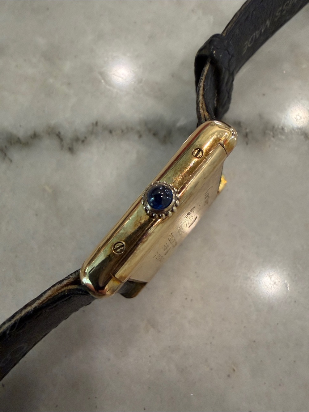 Cartier de Must Women’s Gold-Vermeil Tank Watch with Black Leather Strap VINTAGE - Picture 8 of 13